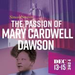 Graphic with photograph of Mary Cardwell Dawson and shades of pinks and purples