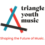 Triangle Youth Music colored logo on white background used for Full Orchestra 2024 Fall Concert 